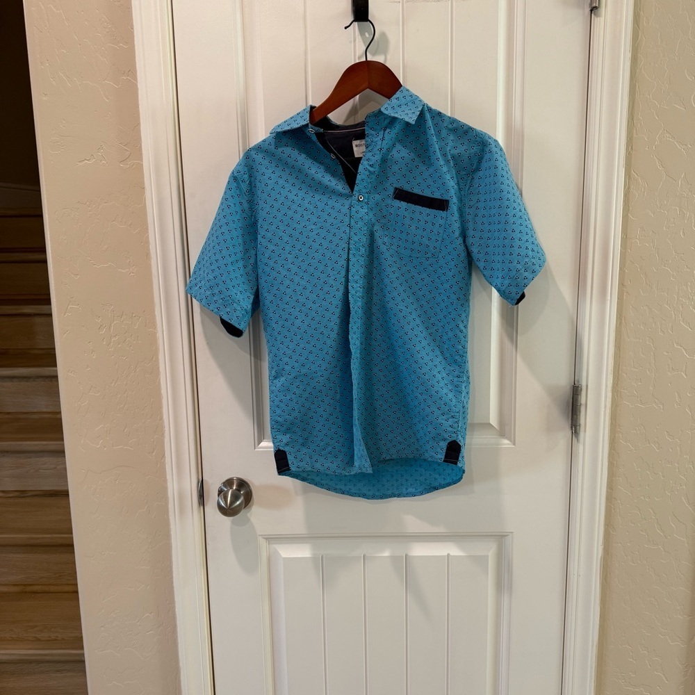 Distortion Blue Casual Button Down Shirt